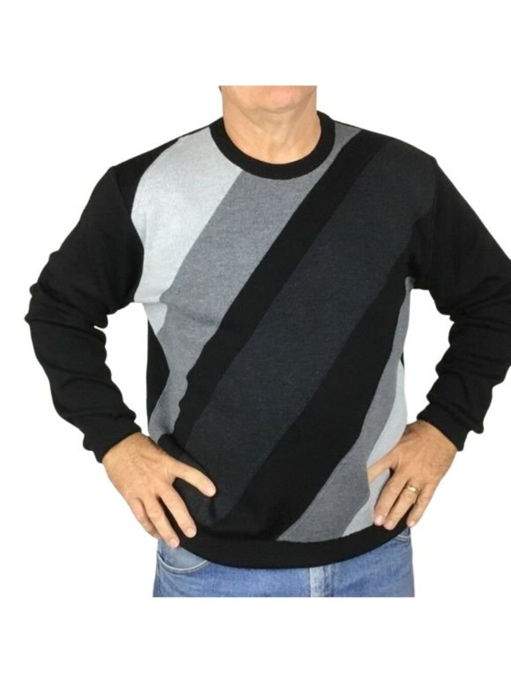 Marcello Sport Merino Wool Blend Geometric Sweater Mens Large